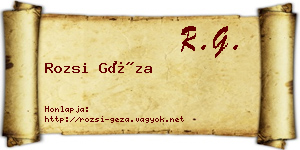 Rozsi Géza névjegykártya